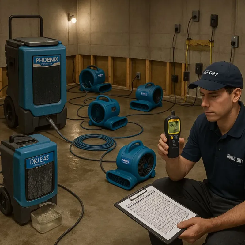 Structural Drying and Dehumidification process in South San Jose Hills, CA